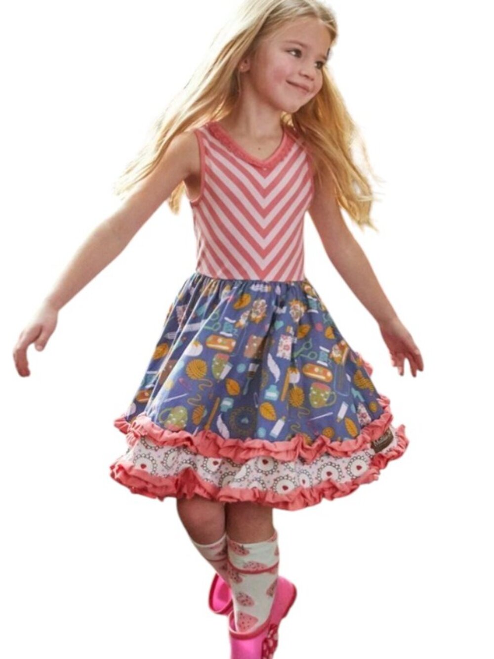 Matilda Jane Girls Work of Heart Sleeveless Twirl Dress, 6